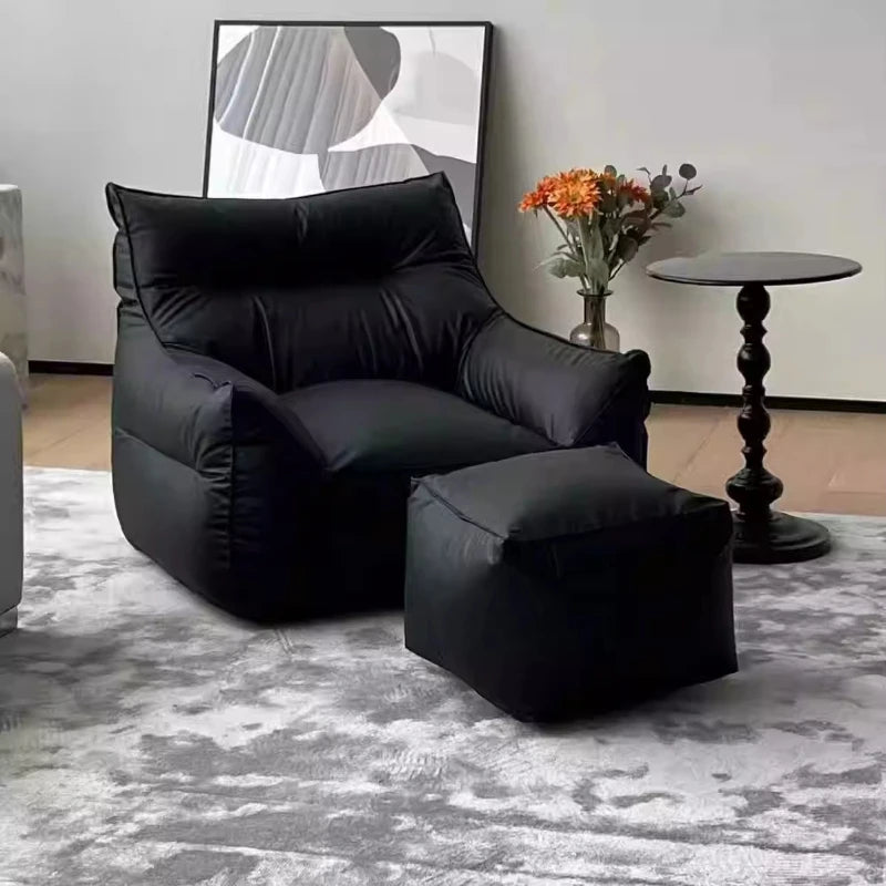 Fauteuil Pouf en Cuir