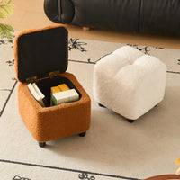 Pouf Repose-Pieds en Laine Bouclée avec Rangement