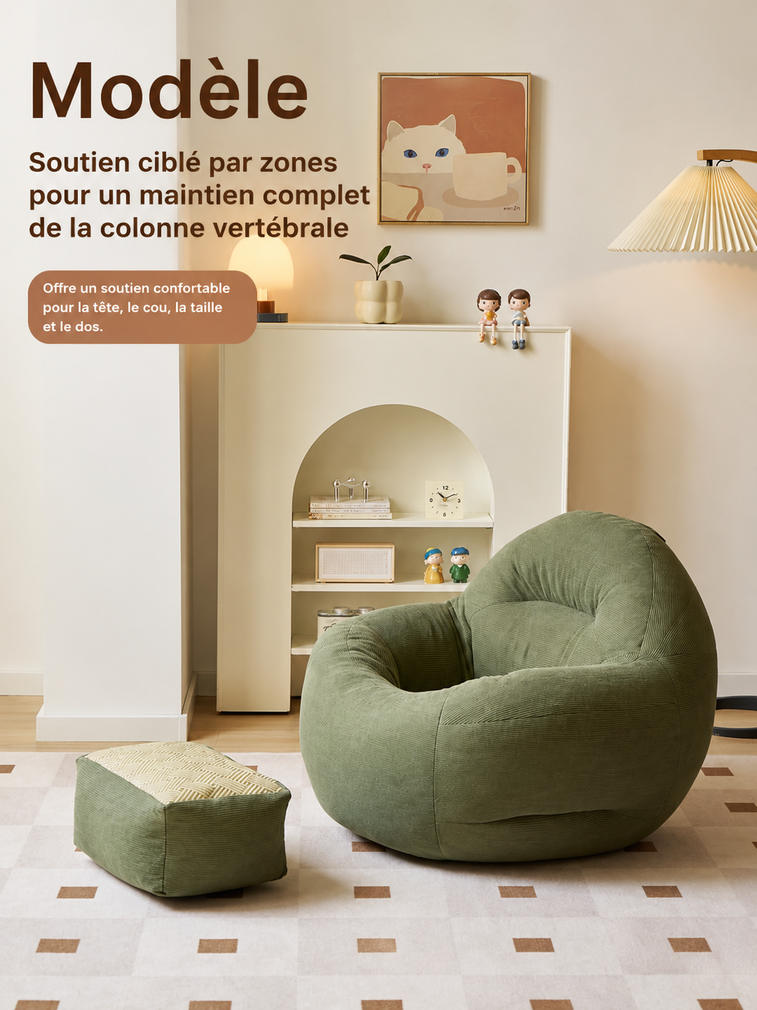 Fauteuil Pouf Chambre en Velours