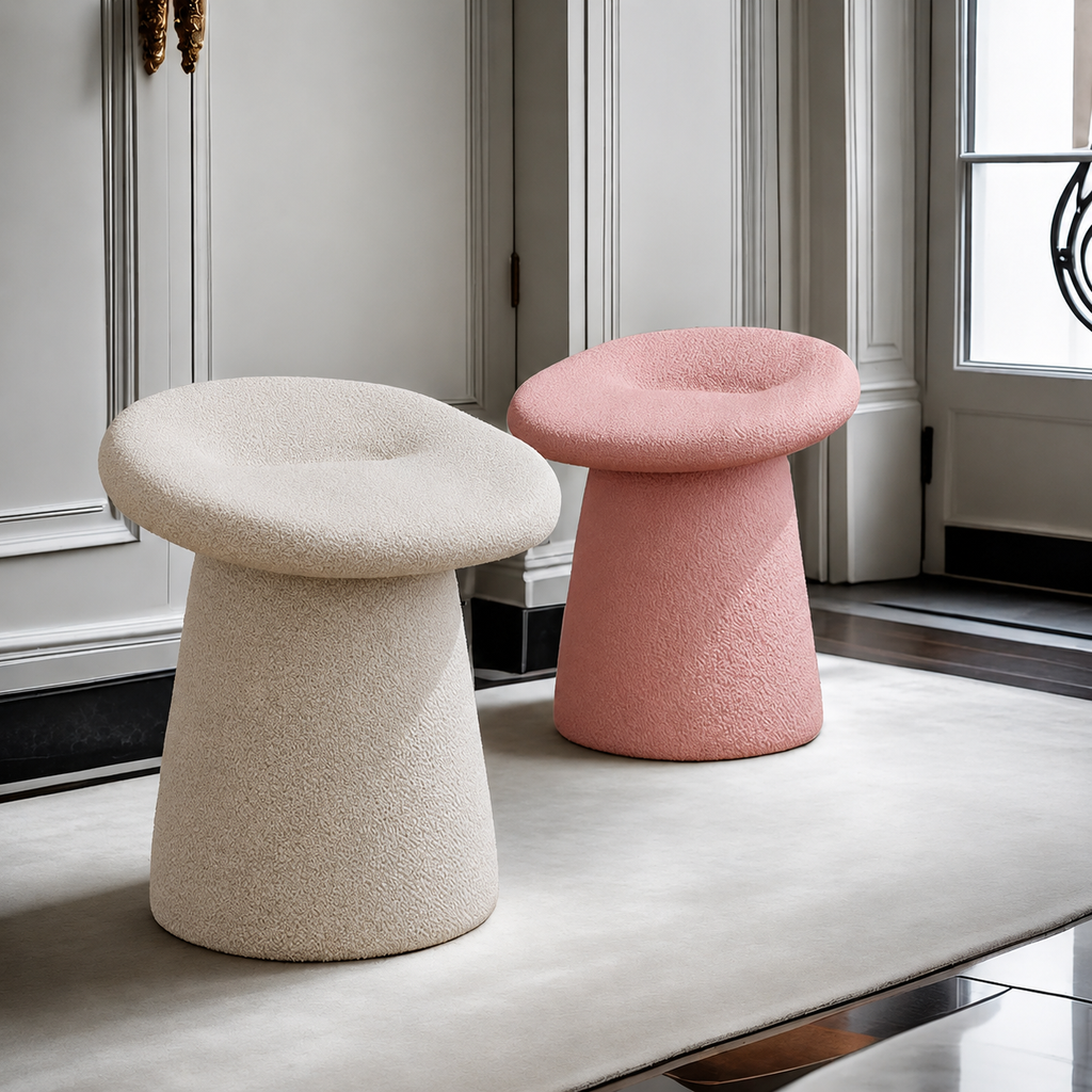 Chaise Pouf Design en Tissu Bouclé